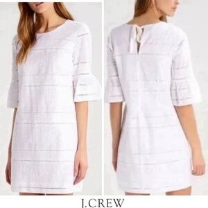 🛼🥑J Crew Flutter Sleeve Eyelet Shift Dress In White